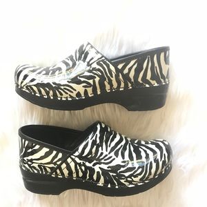 Zebra print dansko clogs